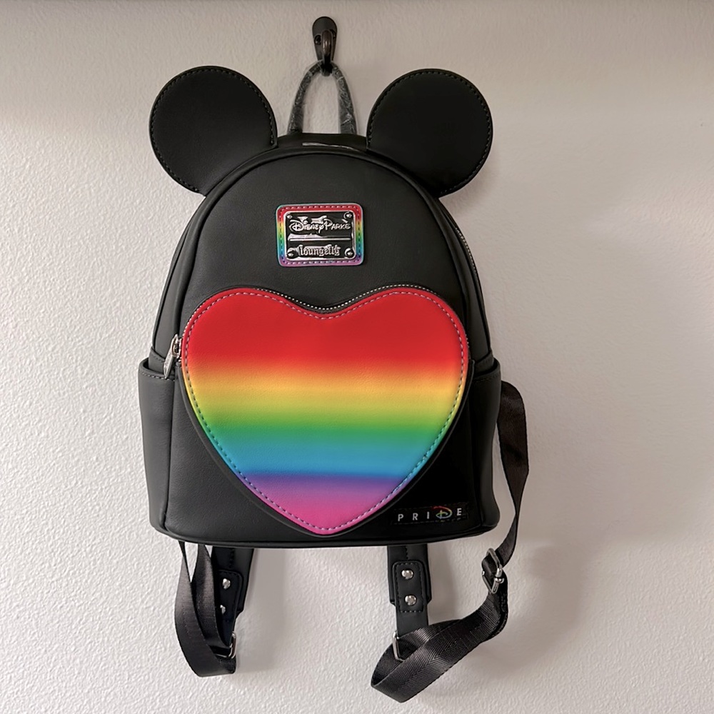 NWT Disney Loungefly Pride Collection Mickey Mouse Mini Backpack Rainbow Heart